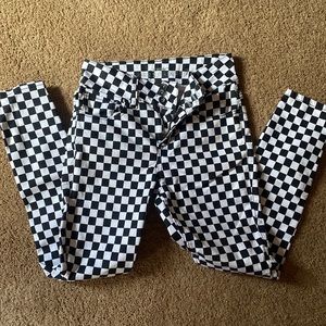 Checkered skinny jeans